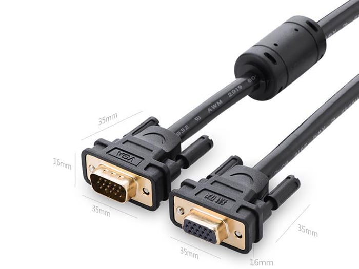 Cáp VGA UGREEN nối dài 1 đầu đực 1 đầu cái 2M | 3M đầu cáp mạ vàng 24k chống nhiễu - Phụ Kiện Điện Tử Việt Nam