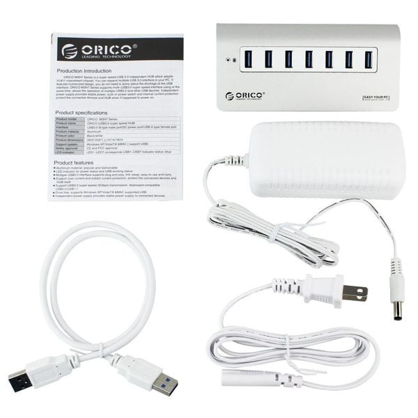 Bộ chia USB 3.0 7 cổng vỏ nhôm cấp nguồn ngoài Orico M3H7 - Phụ Kiện Điện Tử Việt Nam