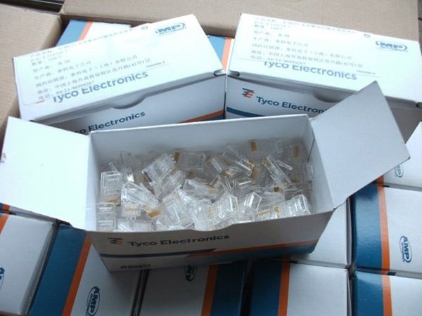 Hạt mạng AMP Tyco RJ45 hộp 100 hạt, dùng cho dây mạng CAT5E - Phụ Kiện Điện Tử Việt Nam