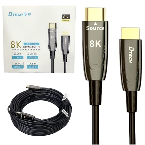 Dây cáp HDMI 2.1 sợi quang 8K@60Hz Dtech kích thước từ 10m đến 100m