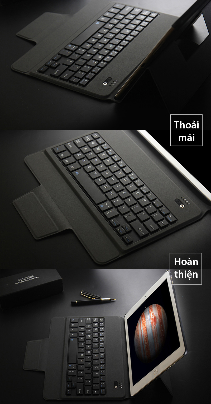 Bàn phím bao da Bluetooth cho iPad Air Air 2 Gen 6 Pro 9.7 New iPad 2018 MZ1048 - Phụ Kiện Điện Tử Việt Nam