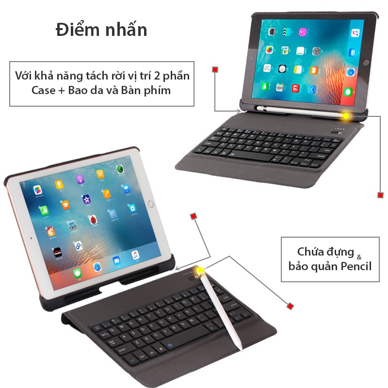 ban phim bluetooth co bao da cho ipad air ipad air 2 ipad new 2018 9.7 inches
