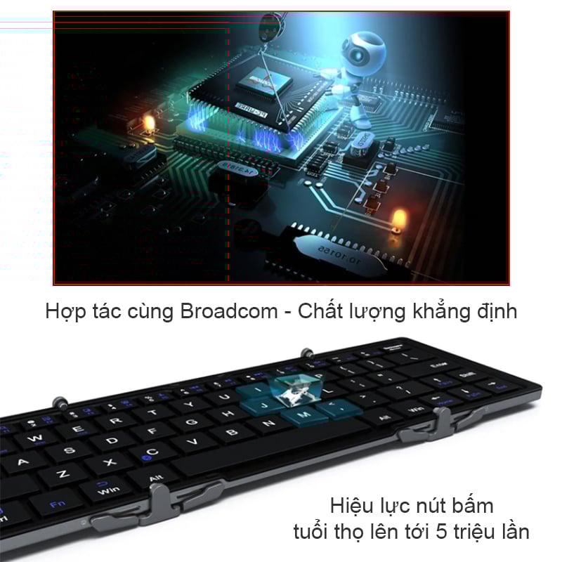 ban phim bluetooth gap 3 cho smartphone may tinh bang bow hb066