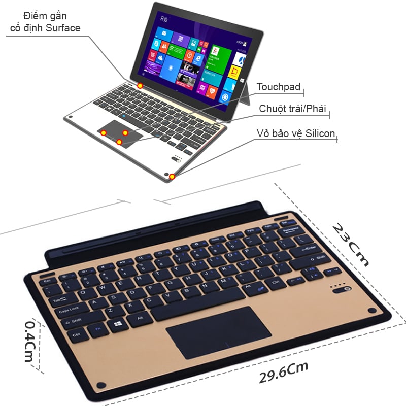 ban phim bluetooth cho surface 3 10.5 inches