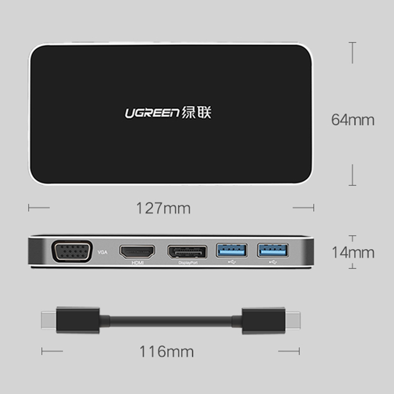 bo chuyen doi da nang displayport ra hdmi/vga/displayport UGREEN 40872
