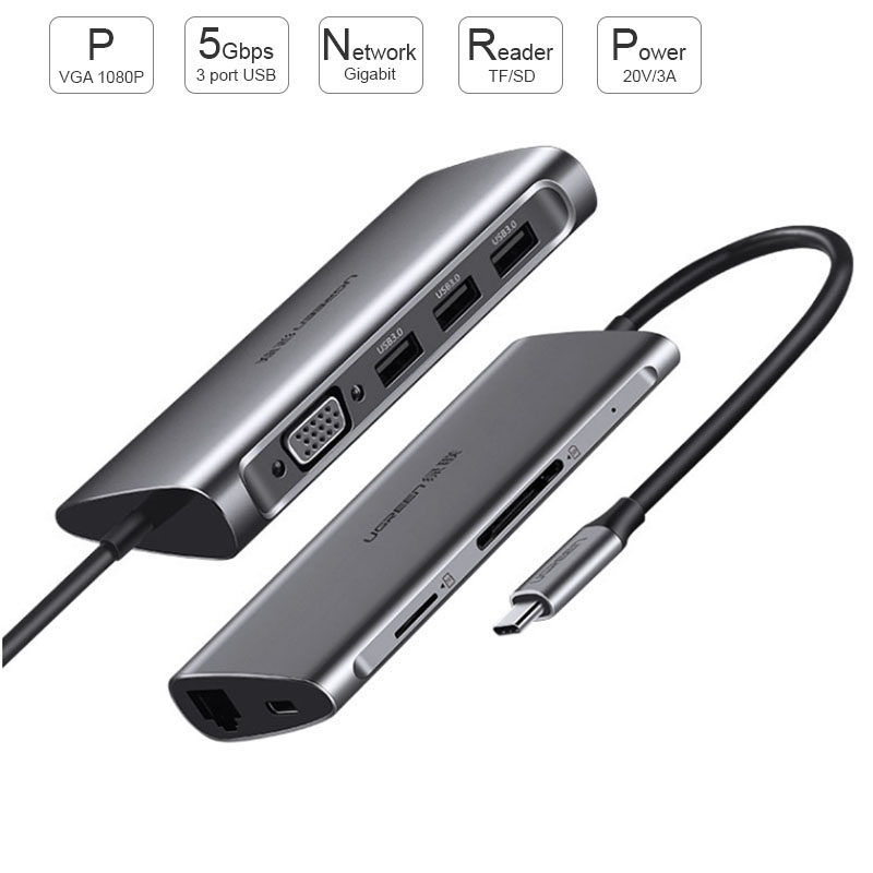 usb-c ra vga usb 3.0 lan gigabit sd-tf ugreen 50539