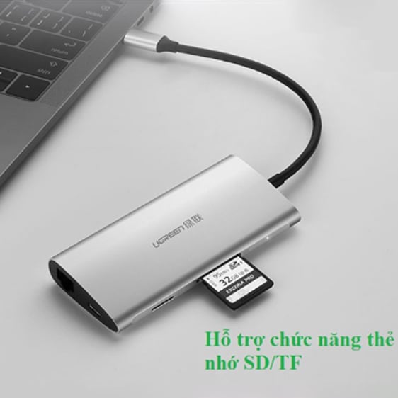 bo chuyen usb-c ra usb 3.0 hdmi sd-tf rj45 ugreen