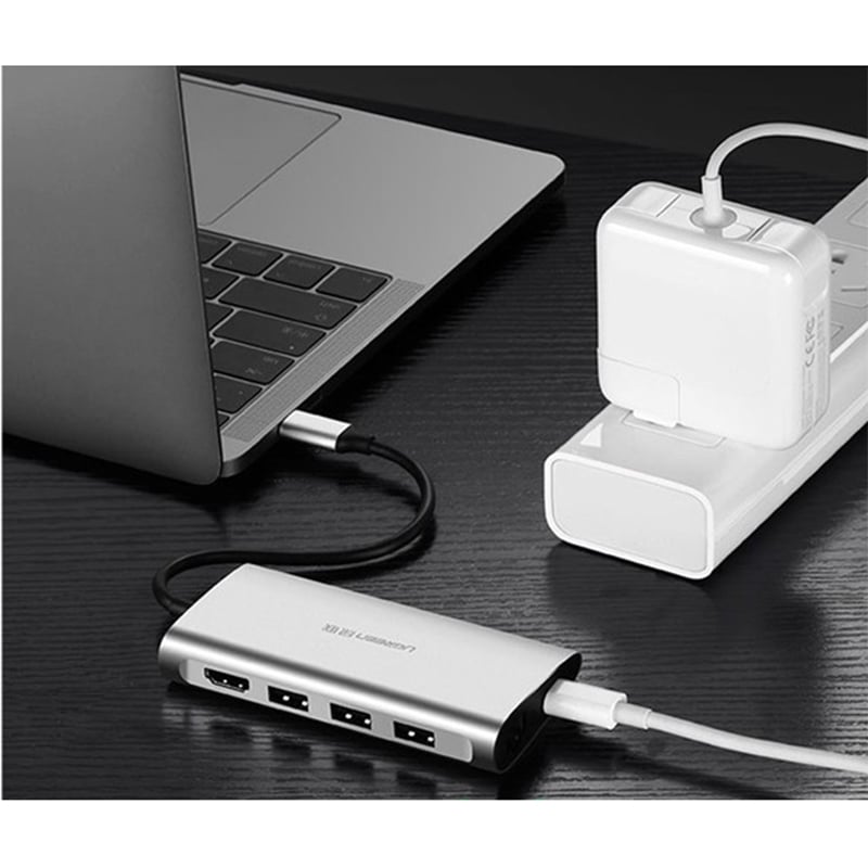bo chuyen usb-c ra usb 3.0 hdmi sd-tf rj45 ugreen
