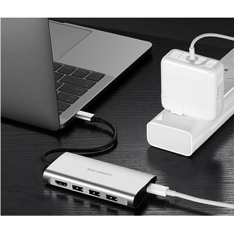 bo chuyen usb-c ra usb 3.0 hdmi sd-tf rj45 ugreen