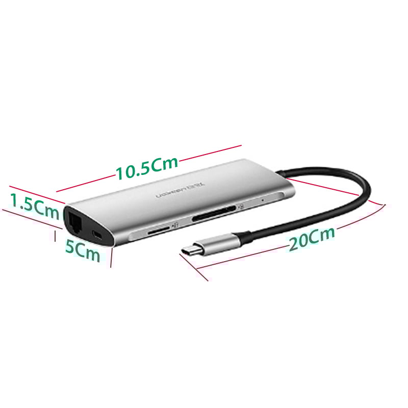bo chuyen usb-c ra usb 3.0 hdmi sd-tf rj45 ugreen