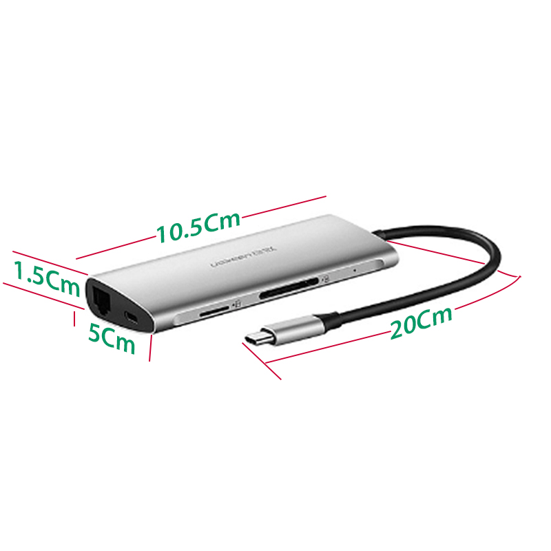 bo chuyen usb-c ra usb 3.0 hdmi sd-tf rj45 ugreen