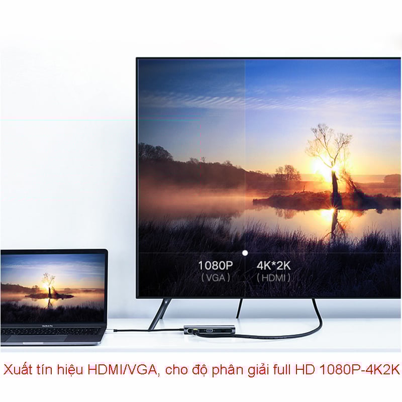 bo cap chuyen usb-c ra hdmi + vga 1 cong lan, 3 cong usb 3.0