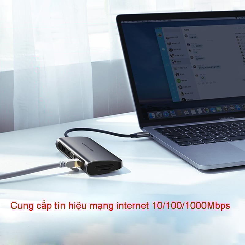 bo cap chuyen usb-c ra hdmi + vga 1 cong lan, 3 cong usb 3.0
