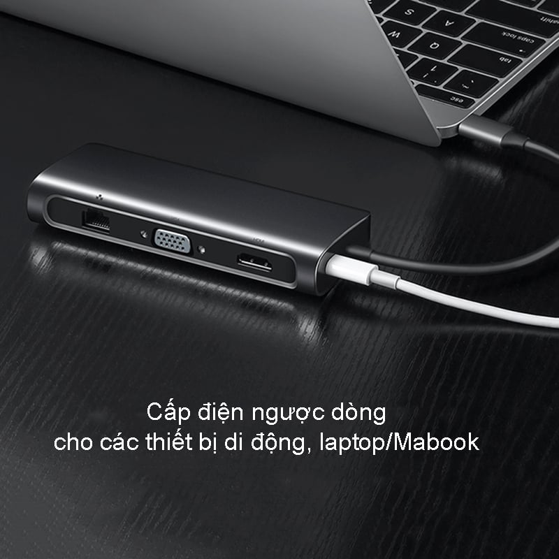 bo cap chuyen usb-c ra hdmi + vga 1 cong lan, 3 cong usb 3.0