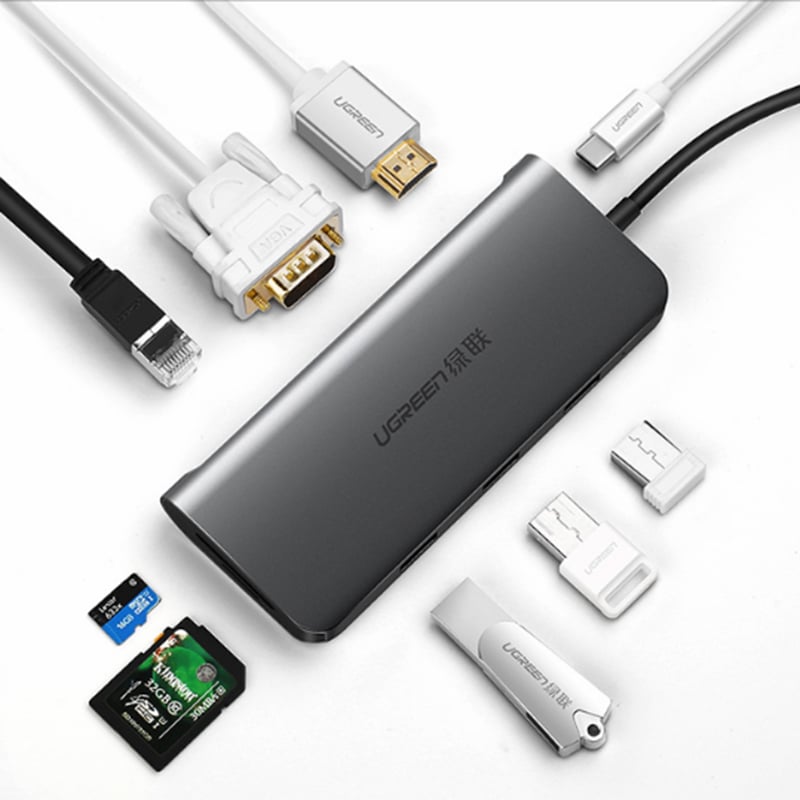 bo cap chuyen usb-c ra hdmi + vga 1 cong lan, 3 cong usb 3.0