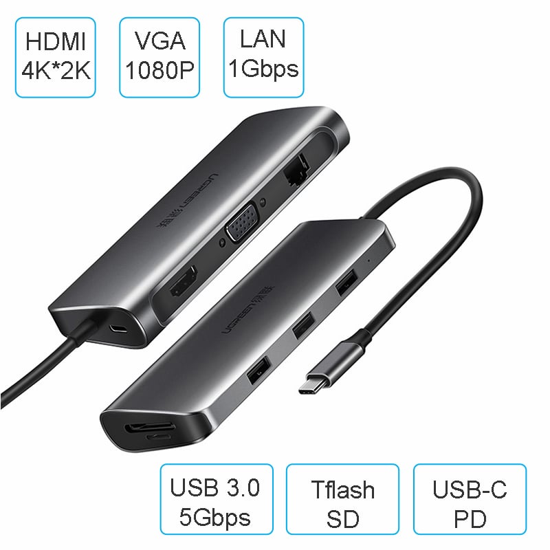 bo cap chuyen usb-c ra hdmi + vga 1 cong lan, 3 cong usb 3.0