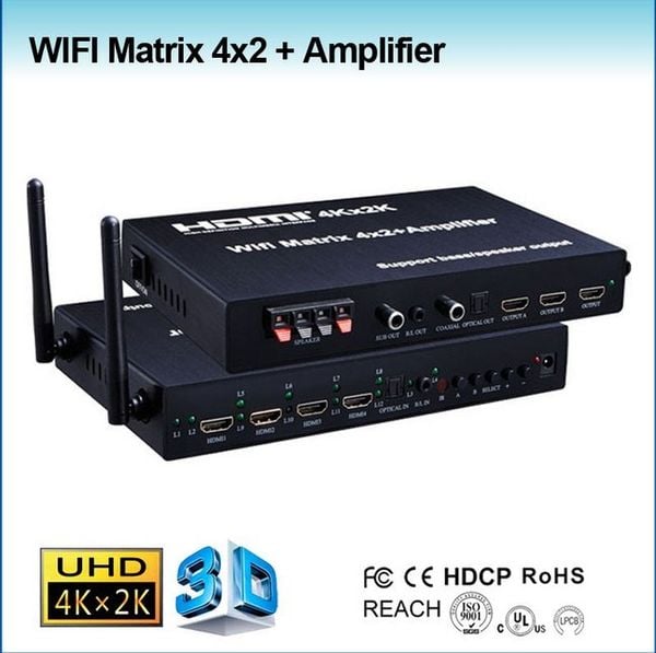 Bộ chia HDMI ma trận 4x2 Port, Wifi display, Audio Amplifier B-GO - Phụ Kiện Điện Tử Việt Nam