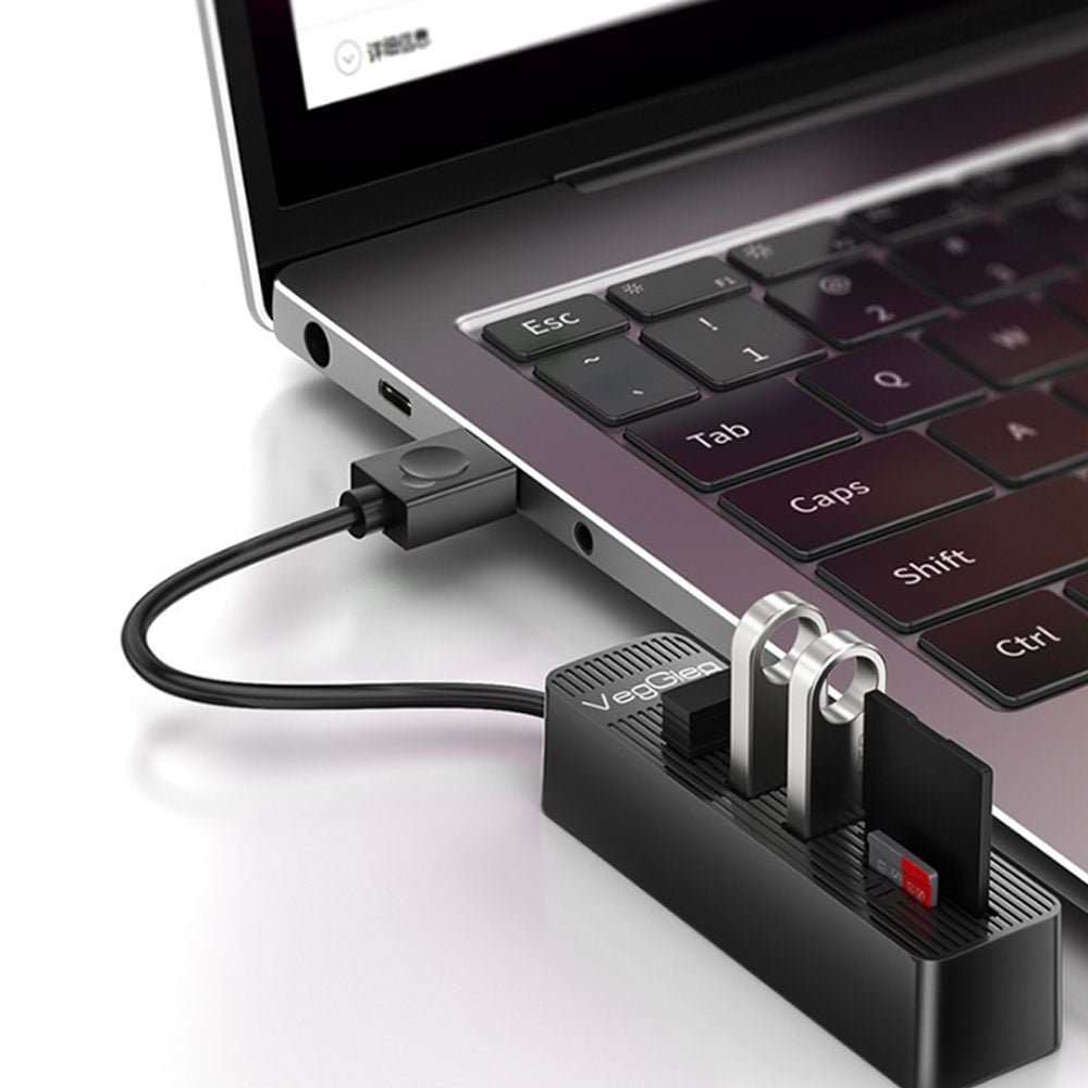 Bộ Chia USB 2.0 ra 3 Cổng USB và Đọc Thẻ Nhớ SD/TF Chính Hãng Veggieg V-C303 - Hub USB 5 trong 1 - Phụ Kiện Điện Tử Việt Nam