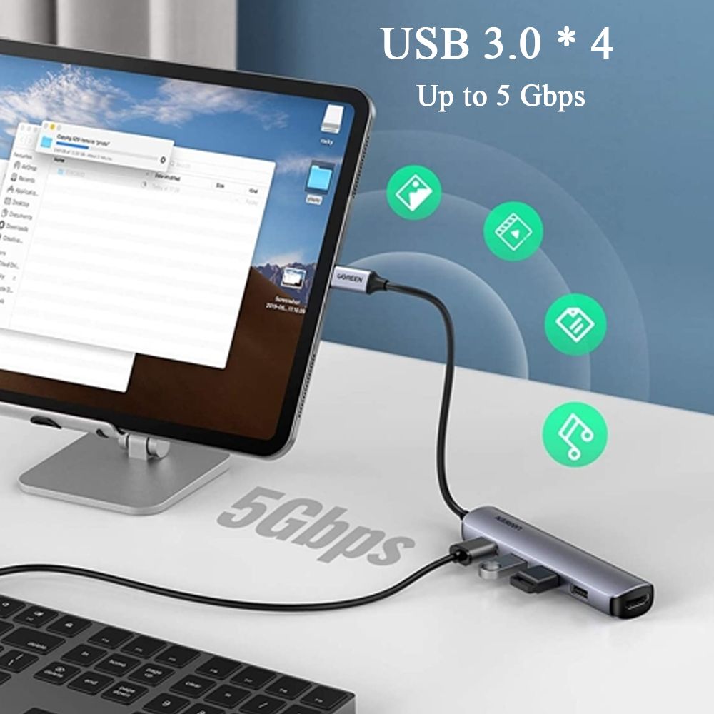Bộ chia USB typeC ra HDMI 4K@30Hz và 4 cổng USB 3.0 chính hãng Ugreen 20197 - Phụ Kiện Điện Tử Việt Nam