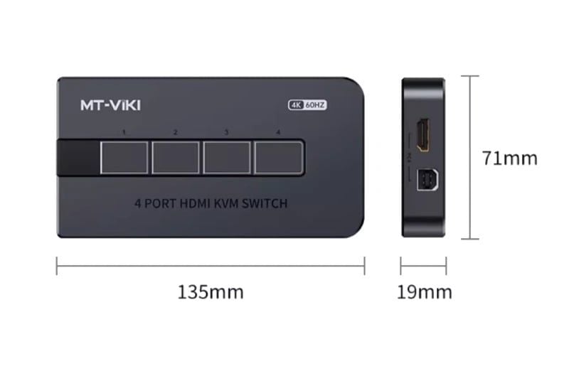 KVM Switch HDMI 4x1 - Bộ chuyển mạch HDMI và USB 4 vào 1 ra 1080P@60Hz MT-VIKI MT-KH4 - Phụ Kiện Điện Tử Việt Nam