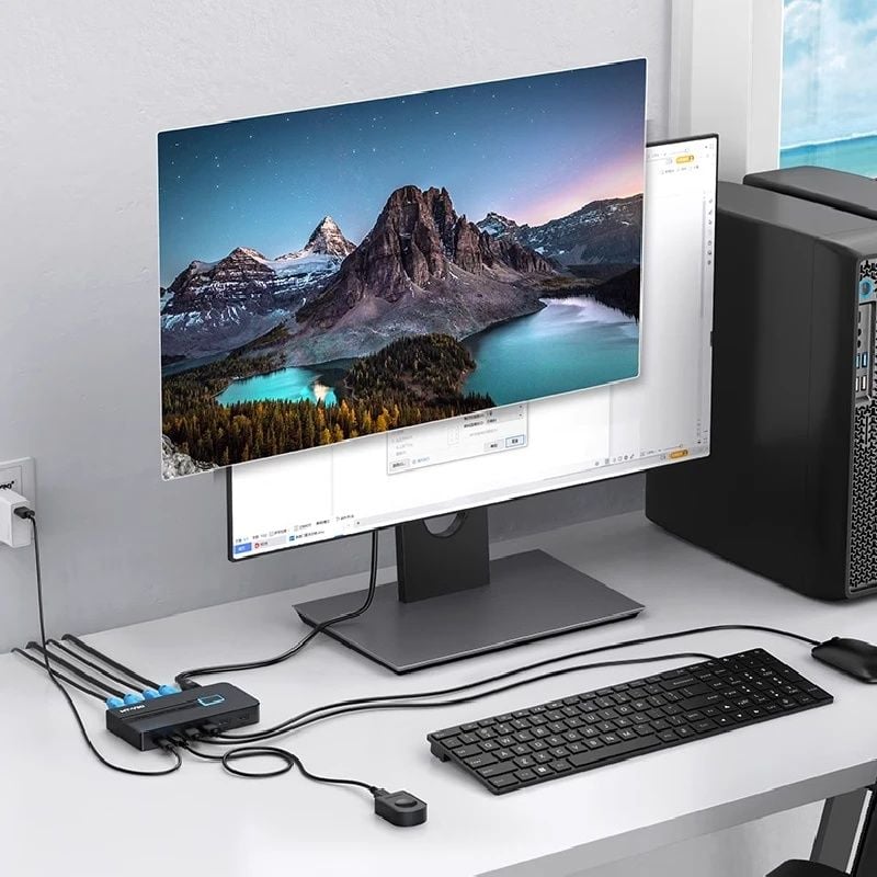 KVM Switch HDMI 2x1 - Bộ chuyển mạch HDMI và USB 2 vào 1 ra 4K60Hz MT-VIKI MT-KH2S