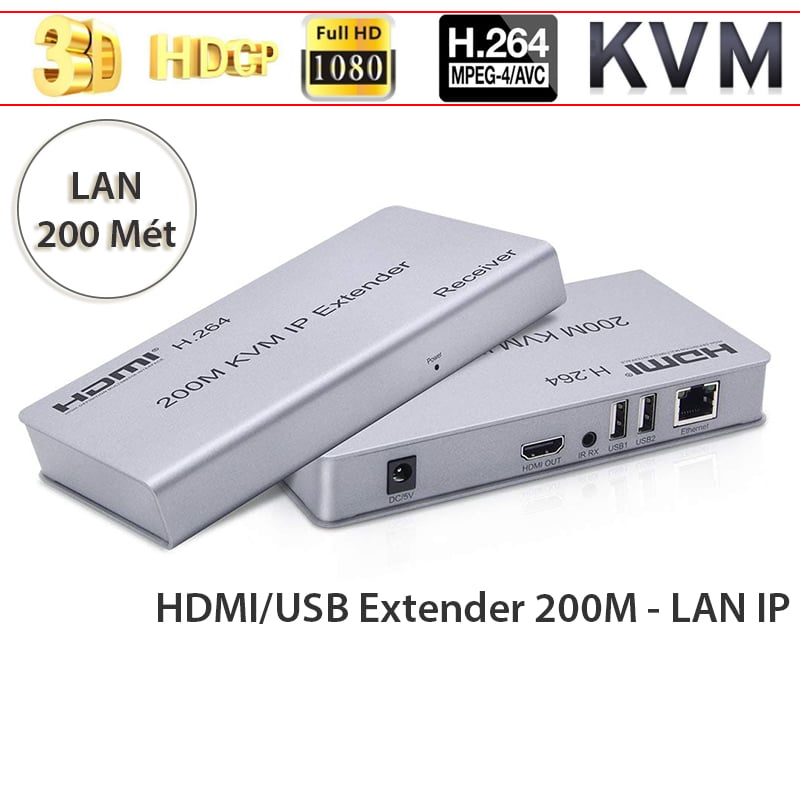 bo khuech dai hdmi/usb qua cap mang ip 200 met