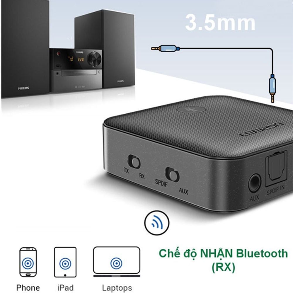 Bộ nhận và phát Bluetooth 5.0 hỗ trợ SPDIF Optical và APTX UGREEN 70158 CM144 - Phụ Kiện Điện Tử Việt Nam