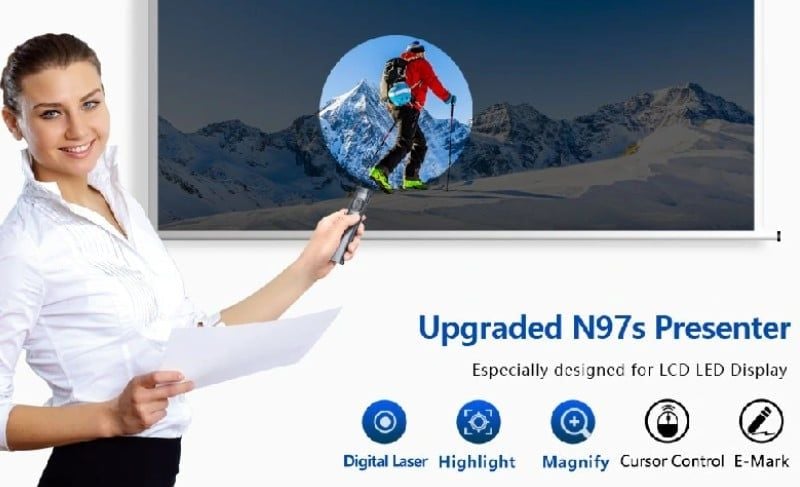 Bút trình chiếu Bluetooth dùng cho màn hình led Norwii N97S-G laser màu xanh - Phụ Kiện Điện Tử Việt Nam