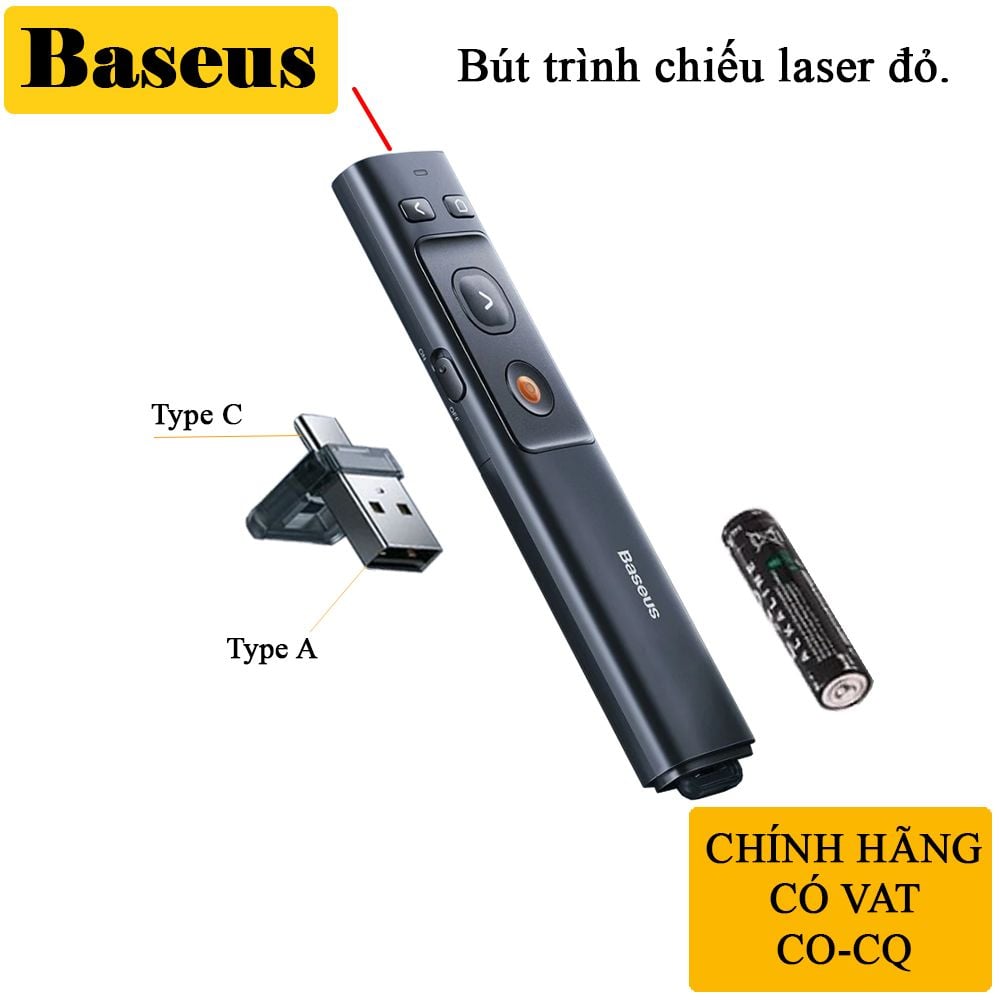 Bút trình chiếu tia lazer đèn màu đỏ chính hãng Baseus ACFYB-0G - Phụ Kiện Điện Tử Việt Nam