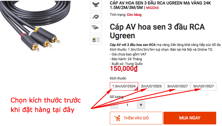 cap AV 3 đầu hoa sen ugreen