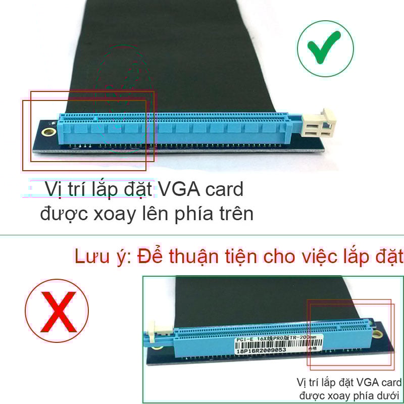 Dây riser nối dài chân cắm PCI-E 16X 3.0 32Gbps cho card màn hình 30Cm bẻ góc trên (không cần cấp nguồn) - Phụ Kiện Điện Tử Việt Nam