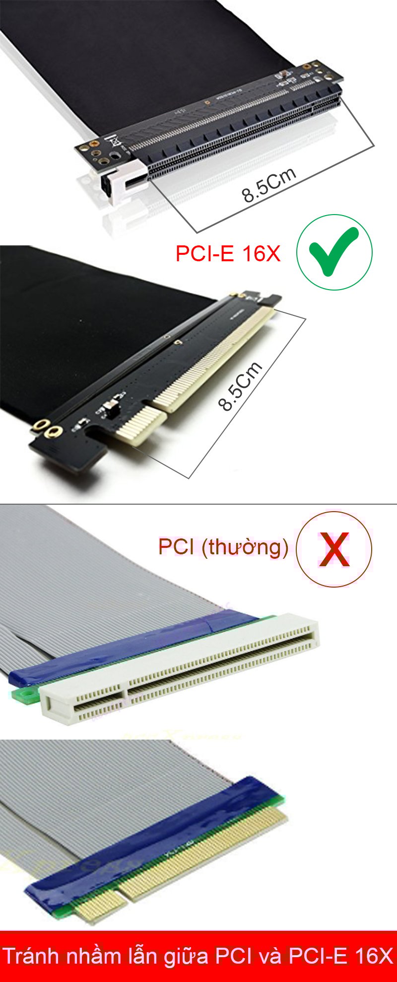 cap tang khoang cach cam card pci-e 16x