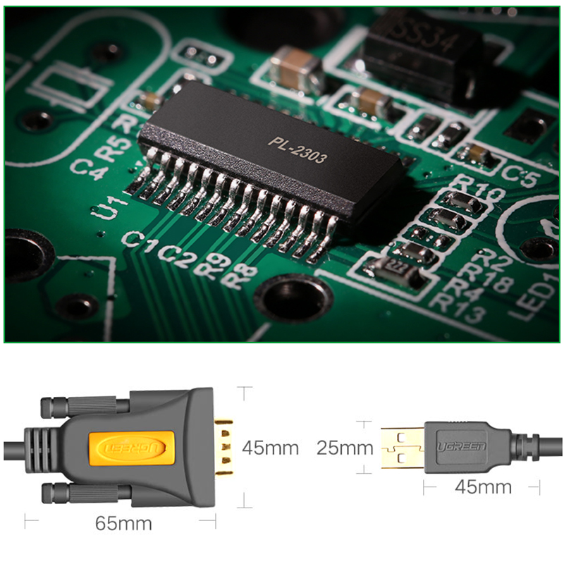 cap usb ra db9 rs232 1.5 met ugreen 20201