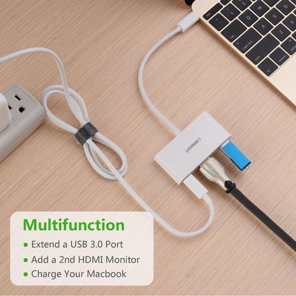 USB-C sang HDMI 4K30Hz1 port USB 3.0 1 port USB type-C power Ugreen 30377 - Phụ Kiện Điện Tử Việt Nam