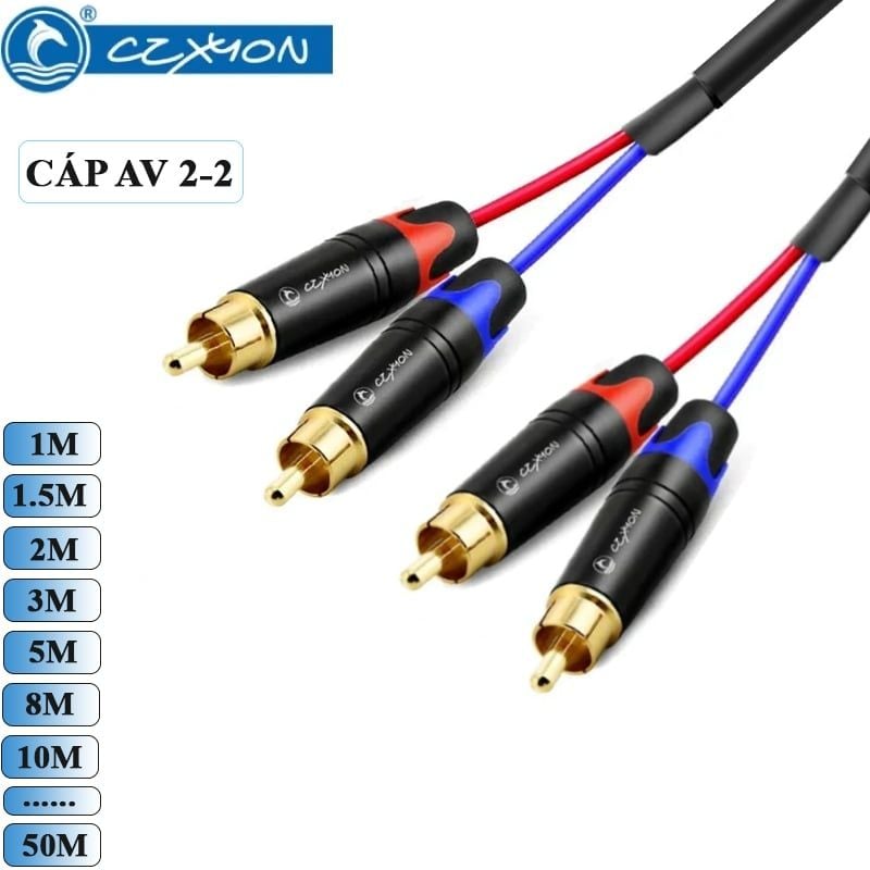Dây cáp âm thanh DIY AV 2 ra 2 (R/L) cho Loa, Amply CZXYON dài 1m đến 50m - Phụ Kiện Điện Tử Việt Nam