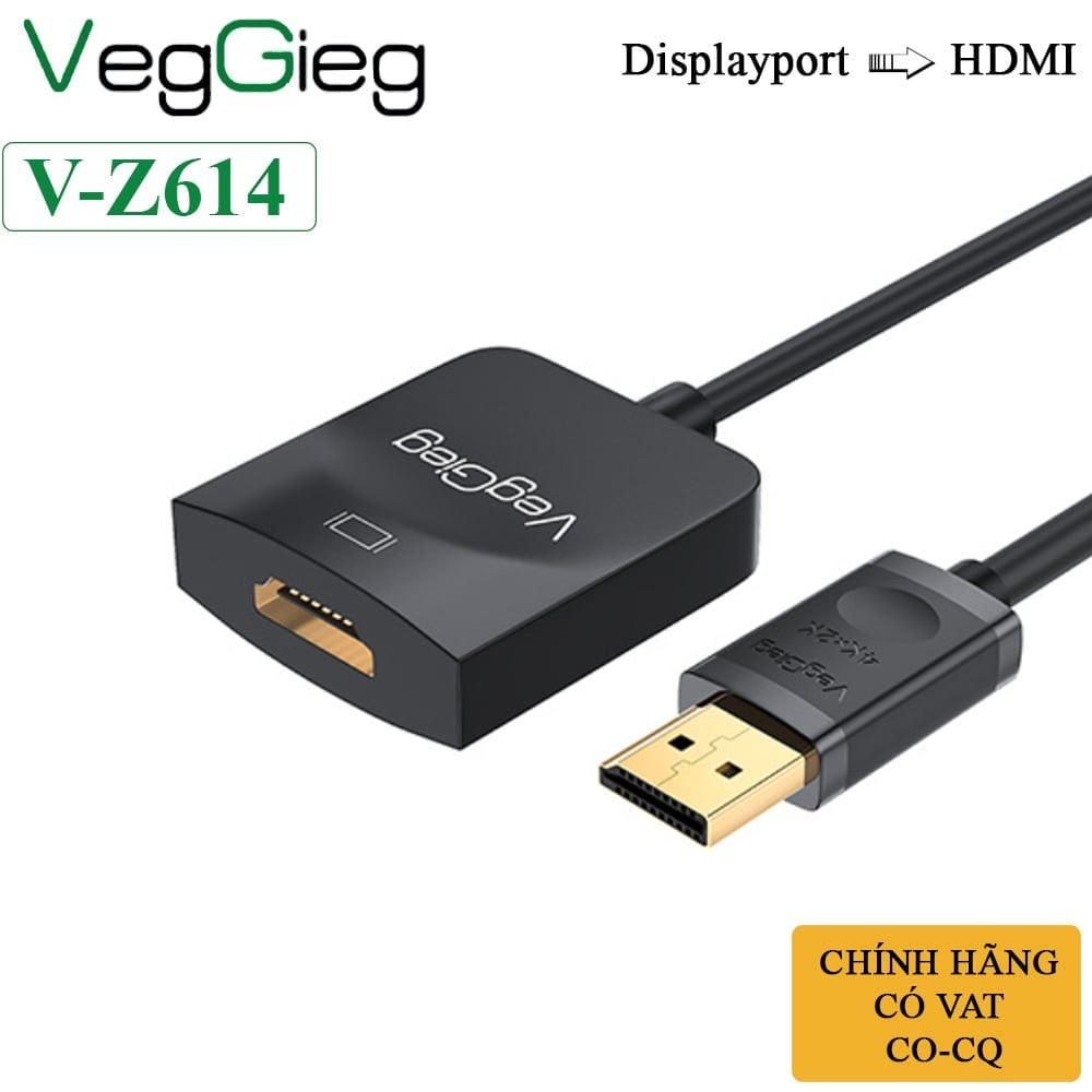 Cáp chuyển Displayport sang HDMI chính hãng VegGieg V-Z614 full HD 1920*1080@60Hz