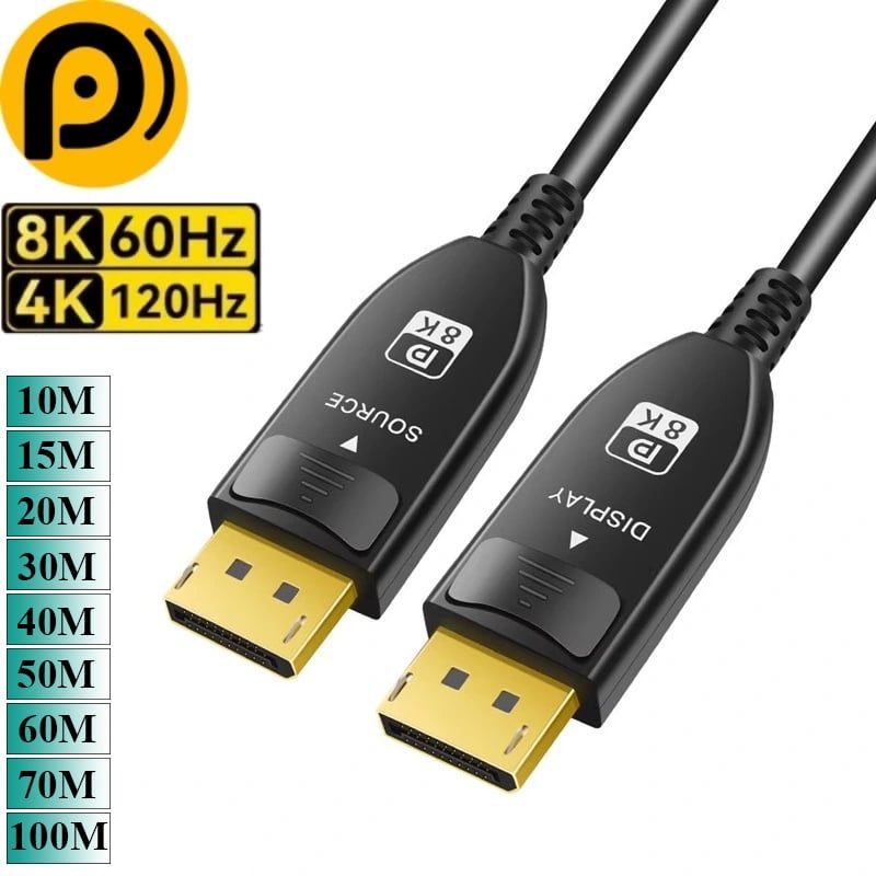 Dây cáp Displayport 1.4 sợi quang giá rẻ chuẩn 8K dài 10M đến 100M