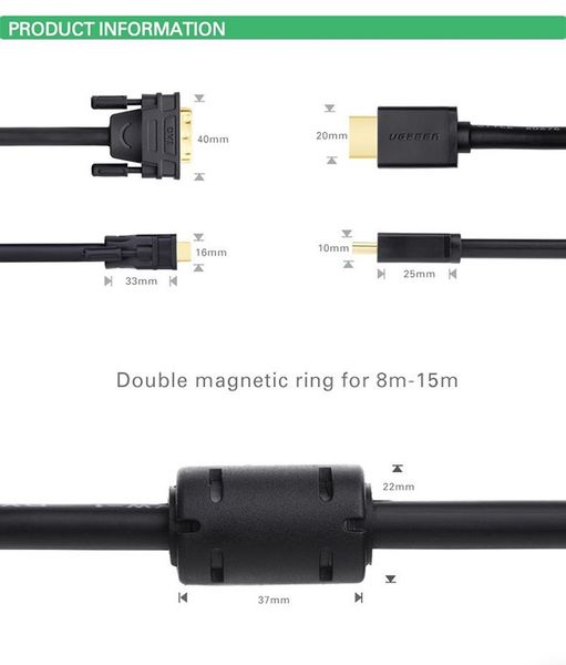Cáp HDMI ra DVI 24+1 full HD 1080P UGREEN 1M 1.5M 2M 3M 5M 8M 10M 12M 15M - Phụ Kiện Điện Tử Việt Nam