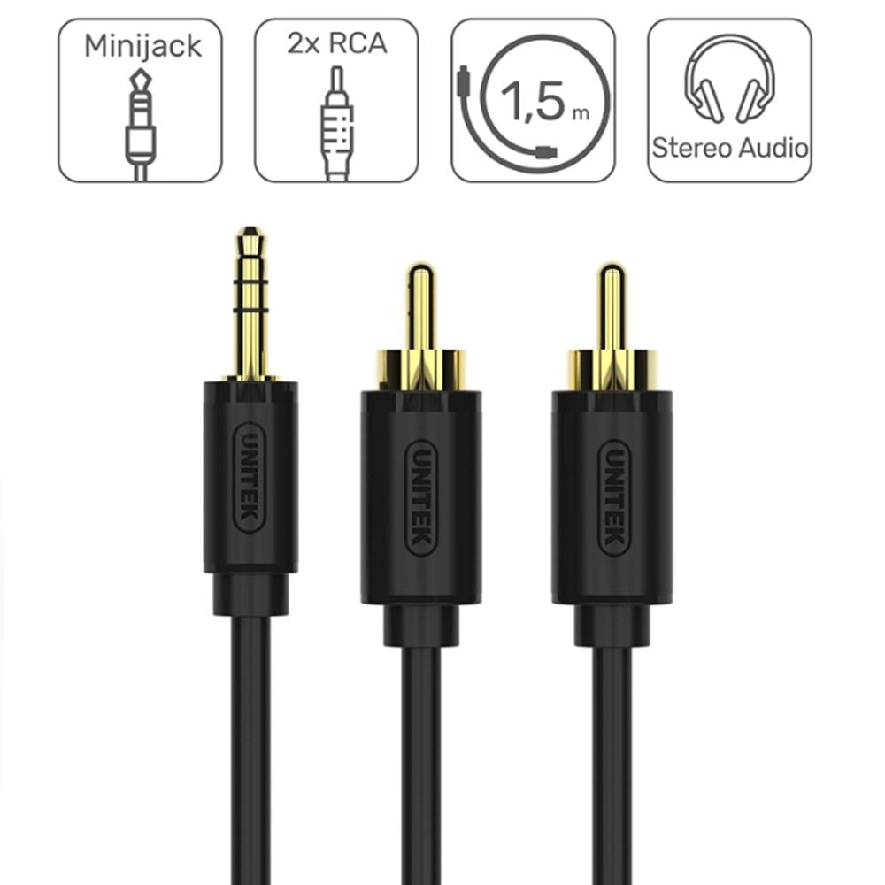 Dây cáp loa 3.5mm ra 2 hoa sen RCA chính hãng Unitek C9023BK - 5M - Phụ Kiện Điện Tử Việt Nam