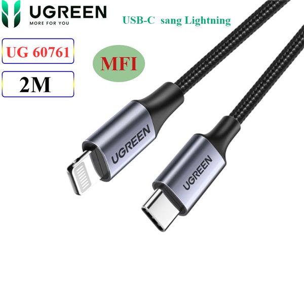 Cáp chuyển USB Type C 2.0 sang Lightning sạc nhanh 3A dài 2m Ugreen 60761 - Phụ Kiện Điện Tử Việt Nam