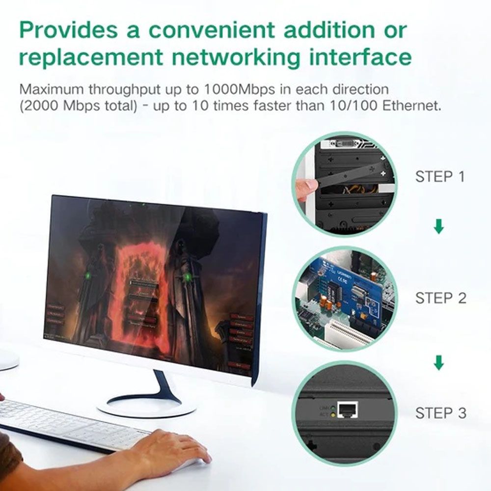 Card mạng lan Gigabit Ugreen 30771 LAN PCI Express Gigabit Ethernet 10/100/1000Mbps Ugreen US230 - Phụ Kiện Điện Tử Việt Nam