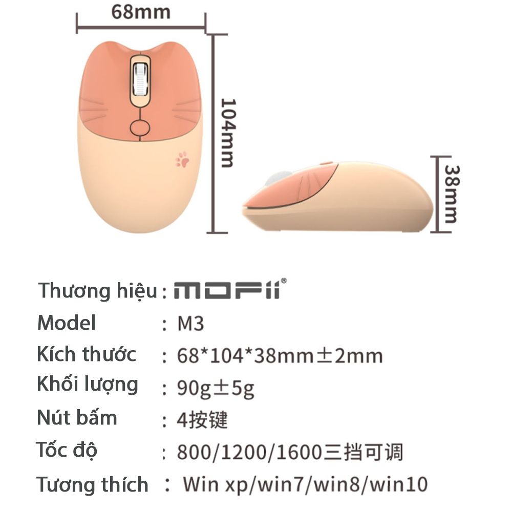 Chuột không dây Mofii 2.4G nhiều màu kiểu dáng kute M3 - Phụ Kiện Điện Tử Việt Nam