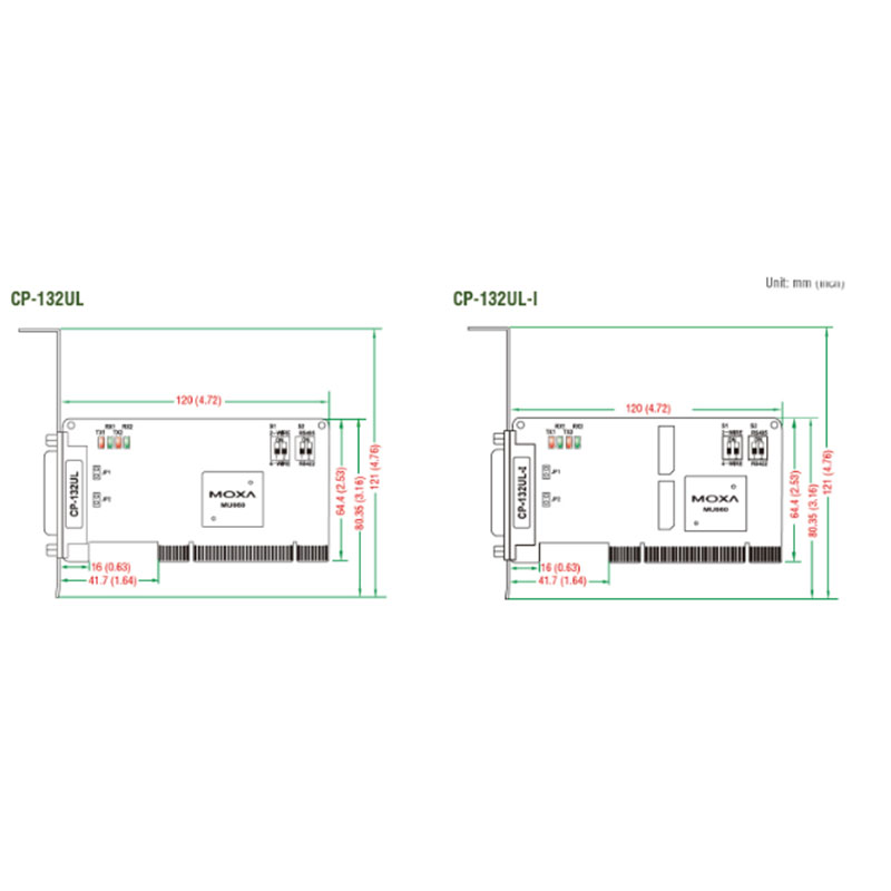 card pci ra 2 rs232 moxa cp-132ul va cp-132ul-i