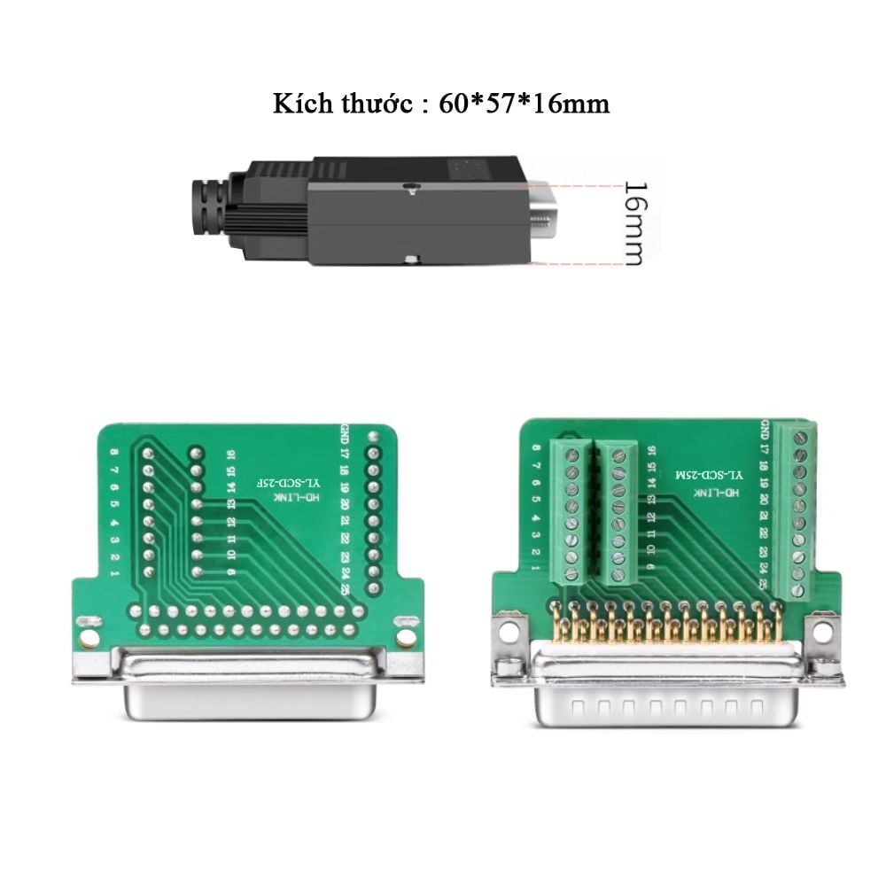 Đầu bấm DB25 chân bắt vit vỏ ốp nhựa chân đồng HD-Link YL-SCD-25