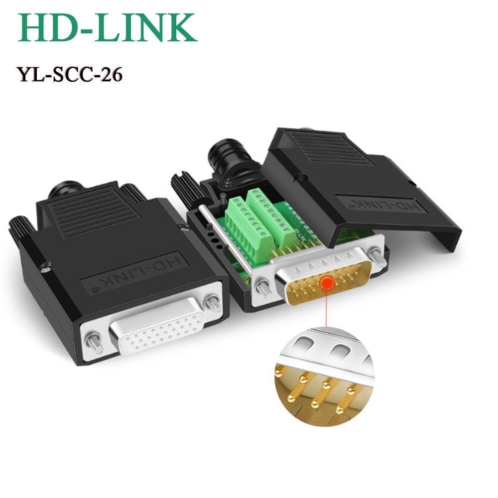Đầu bấm cổng DB26 cái female bắt vít kèm vỏ ốp nhựa chân đồng HD-LINK YL-SCC-26F - Phụ Kiện Điện Tử Việt Nam