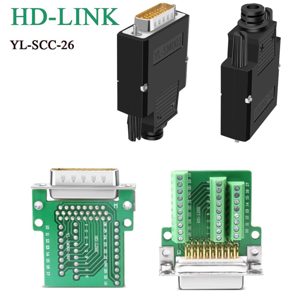Đầu bấm cổng DB26 đực male bắt vít kèm vỏ ốp nhựa chân đồng HD-LINK YL-SCC-26M - Phụ Kiện Điện Tử Việt Nam