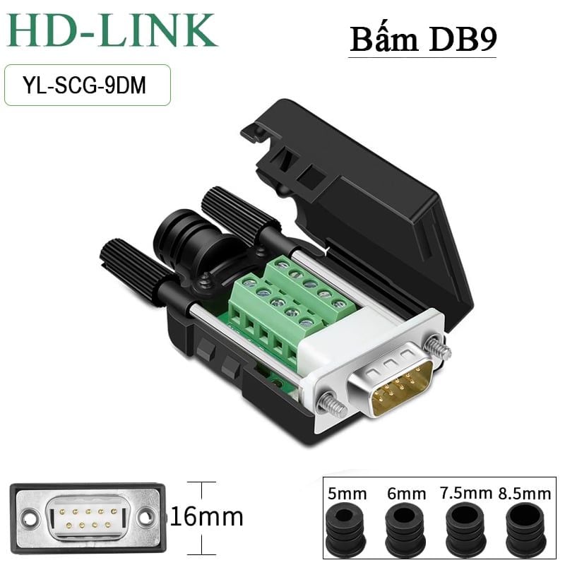 Đầu bấm DB9 RS232 Male - Female HD-Link YL-SCG-09DMF - Phụ Kiện Điện Tử Việt Nam