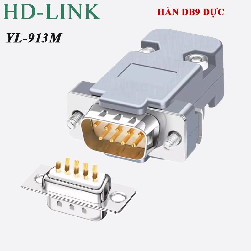 Đầu hàn COM DB9 RS232 chân đồng vỏ ốp nhựa cứng HD-LINK YL-913F/M - Phụ Kiện Điện Tử Việt Nam