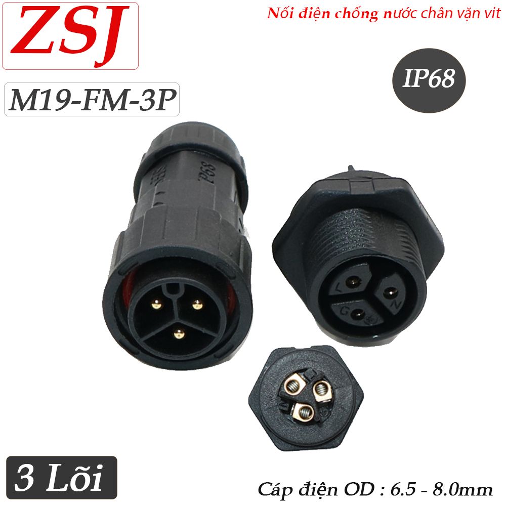Đầu nối dây điện chống nước lắp bảng điều khiển M19-MF/FM