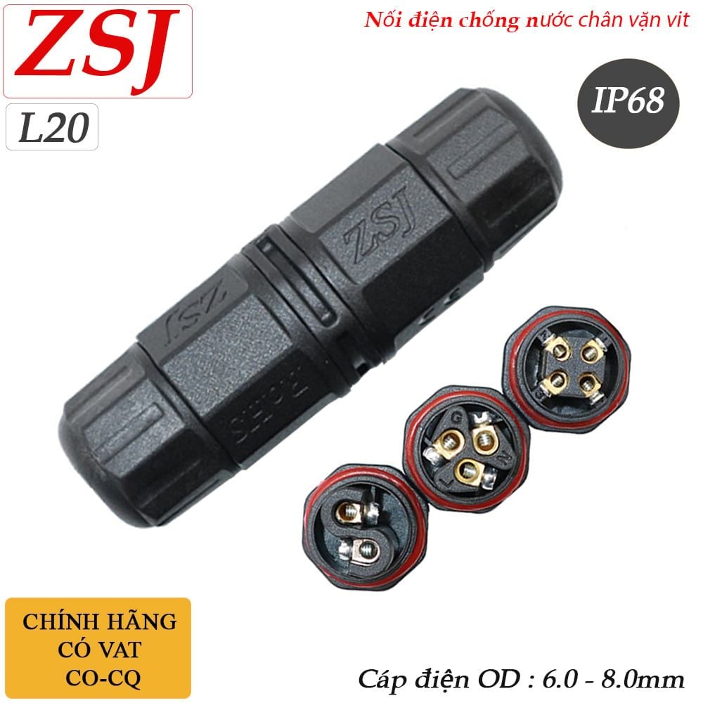 Đầu nối điện chống nước thẳng chữ i IP68 ZSJ L20 2,3,4 pin